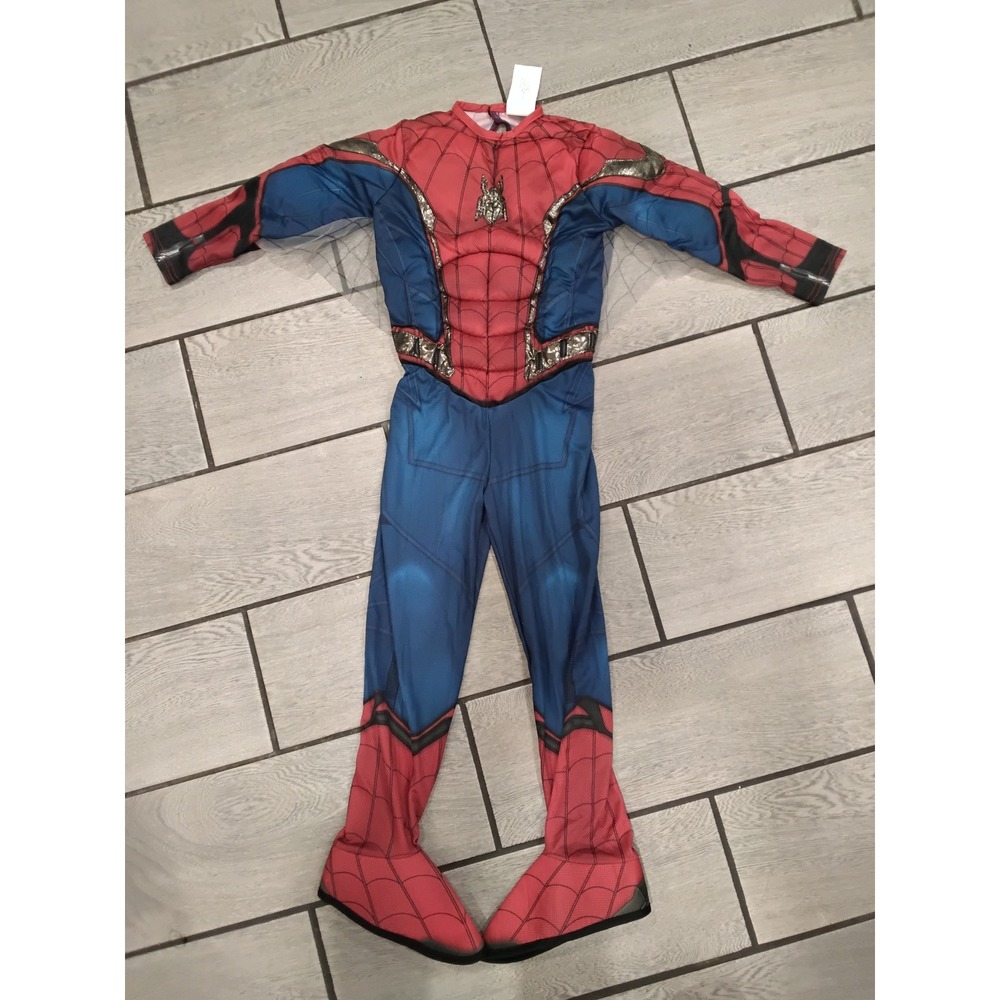 Marvel Spider-Man Far From Home Padded Muscle Costume Kids Small‎ Red Blue Suit - Picture 2 of 7